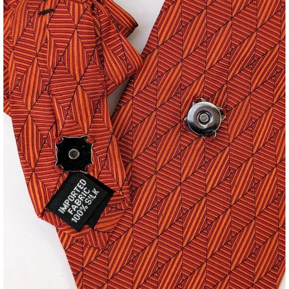 Women's Ascot Scarf Sustainably Made From A Terracotta Necktie - Picture 2 of 7